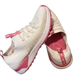 Rival Drive Slip‎ On Athletic White & Pink Sock Upper Knit Sneakers, Size 6